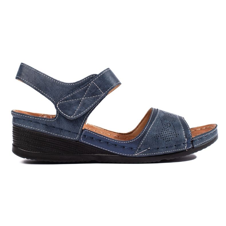 Sandales femme bleues avec velcro