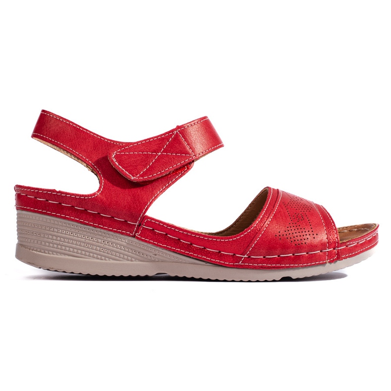 Sandales femme rouges avec velcro