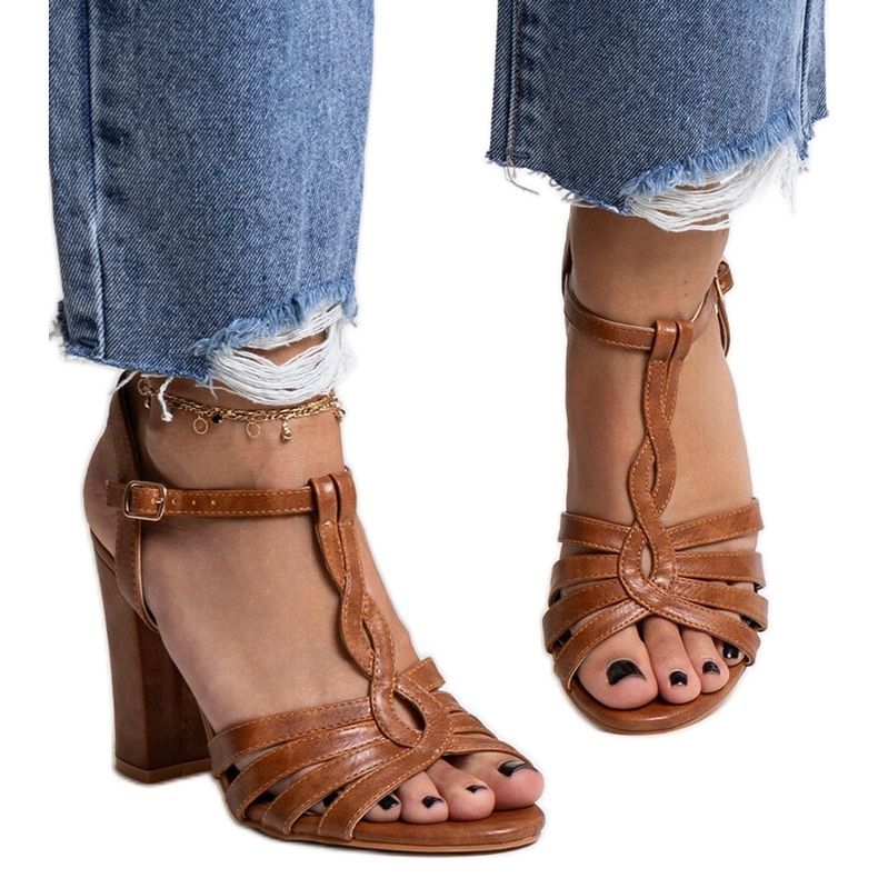 Sandales à talons hauts marron de Mikaii brun
