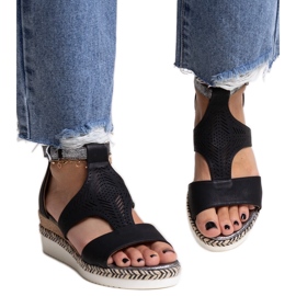 Sandales compensées basses Tiuma noires