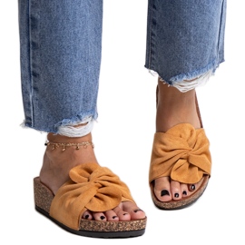 Chaussons marron avec semelle compensée Ghaza en liège brun