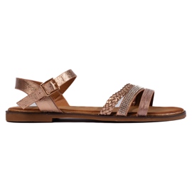 Sandales plates dorées pour femme