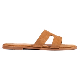 Mules femme en daim marron brun