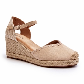 Sandales Compensées Espadrilles En Daim Avec Tresse Beige Raylin