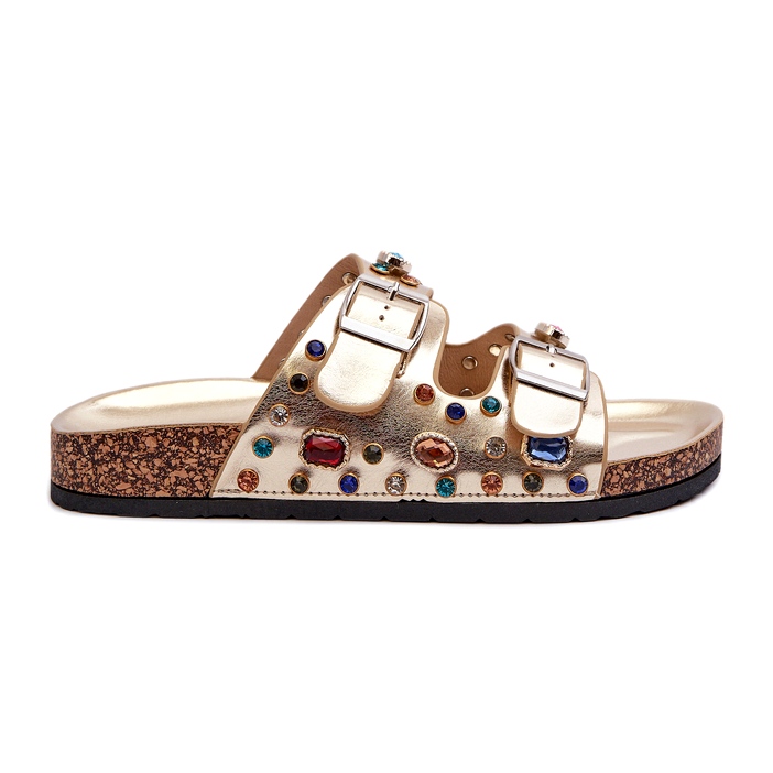 Tongs Décorées Pour Femmes Avec Boucles S.Barski MY121 Or d'or Tongs Décorées Pour Femmes Avec Boucles S.Barski MY121 Or d'or