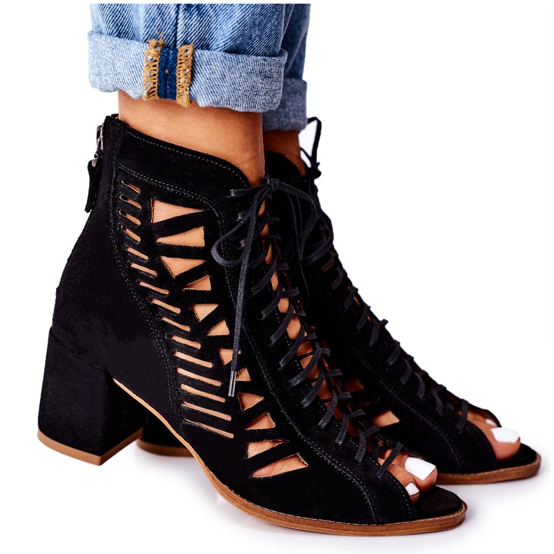 Bottines Daim Ajourées Maciejka 04040-01 Noir le noir