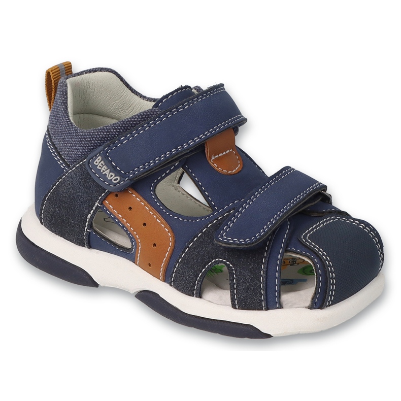 Befado Béfado sandals garçons en cuir insert 170x085 Fingers en couvert bleu marine