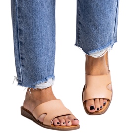 Tongs en cuir écologique beige par Kajetana Tongs en cuir écologique beige par Kajetana