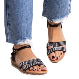 Sandales compensées basses noires Saila