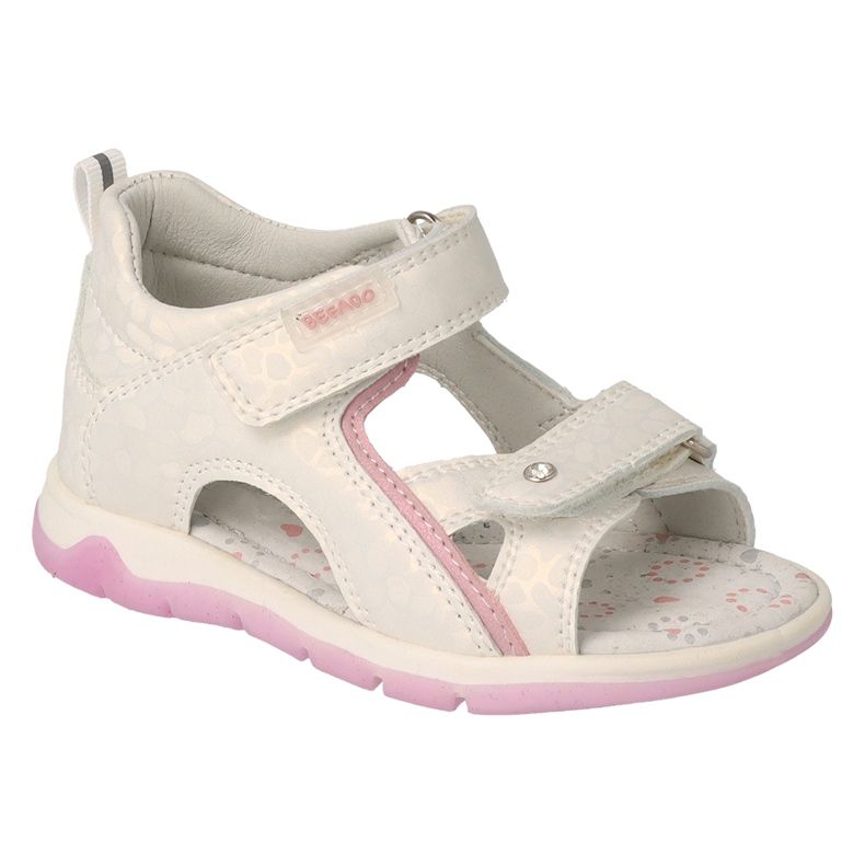 Sandales enfant Befado, empiècement cuir, velcro, 170P092, blanc blanche