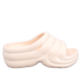 Tongs en mousse beige sur plateforme Brassie - beige clair