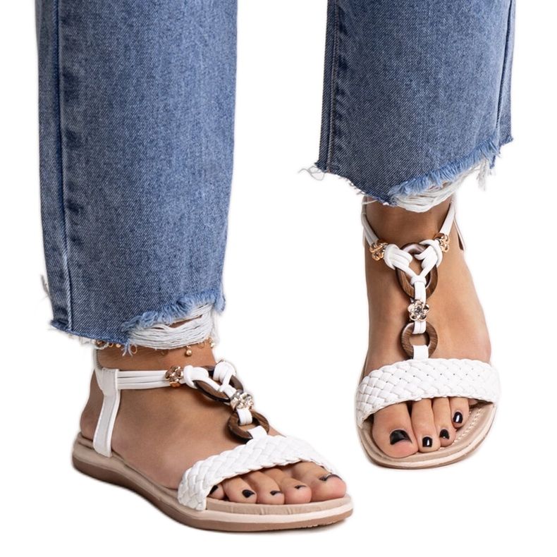 Sandales tressées blanches Izodora