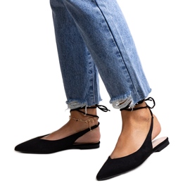 Ballerines noires à lacets Leaia et talon ouvert