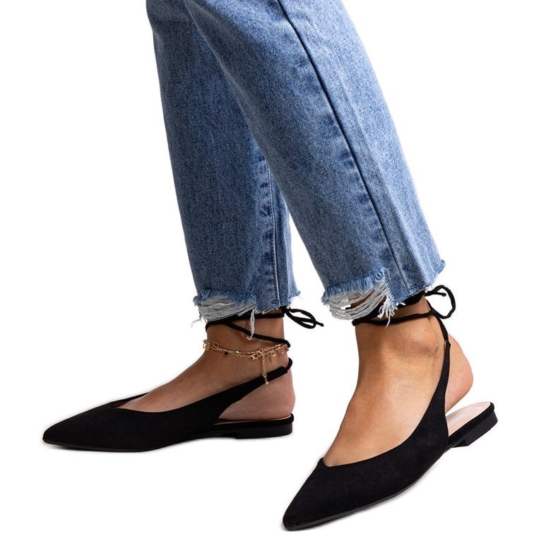 Ballerines noires à lacets Leaia et talon ouvert le noir