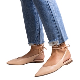 Ballerines beiges nouées en éco-cuir Batra