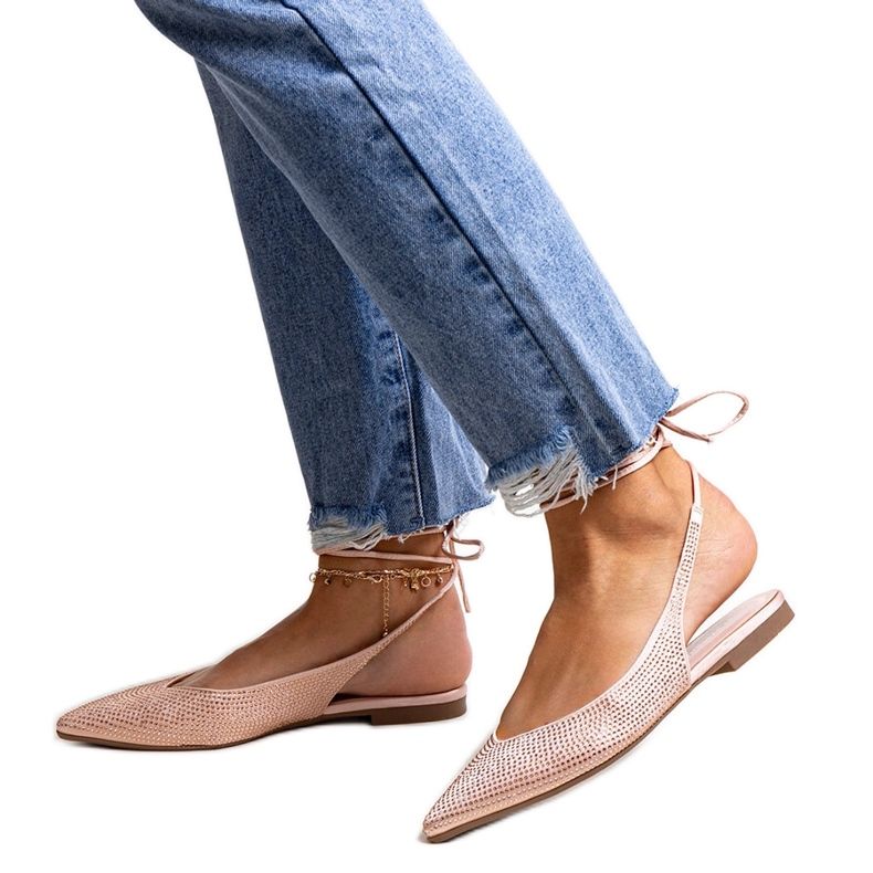 Ballerines Safine roses à lacets et strass Ballerines Safine roses à lacets et strass