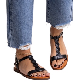 Sandales plates Amarante Noires