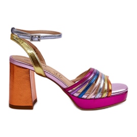 S.Barski Sandales à Talon Haut pour Femmes D&amp;A CR920 Multicolore violet