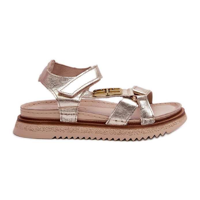 Zazoo 50103 Sandales en cuir pour femme sur plateforme, doré d'or