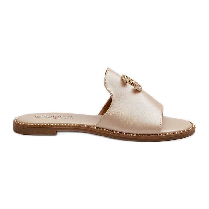 Tongs brillantes pour femmes élégantes avec décoration S.Barski KV27-050 Or d'or