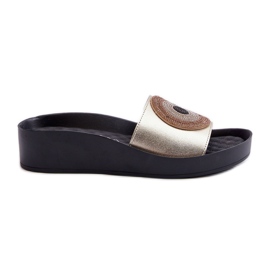 Tongs en cuir pour femmes avec décoration S.Barski KV27-019 Or doré