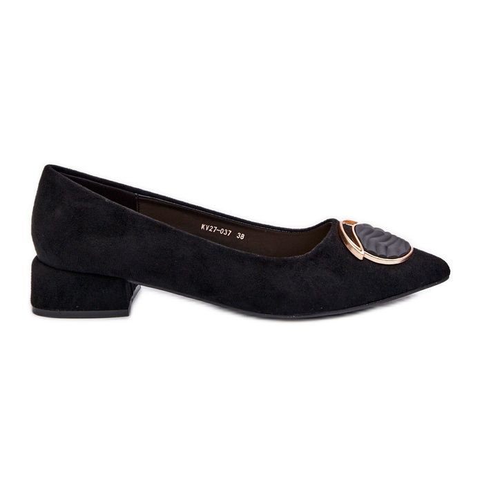 Escarpins à talons bas en suède écologique S.Barski KV27-037 Noir le noir