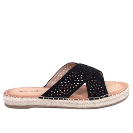 Tongs espadrilles femme Bakou Noir