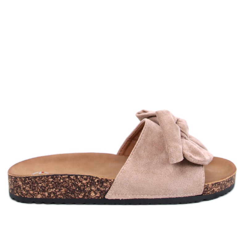 Keitas Chaussons kaki en liège avec nœud beige