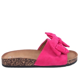 Keitas Chaussons en liège fuchsia avec nœud rose
