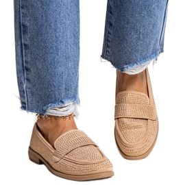 Mocassins marron avec strass de Mogha beige