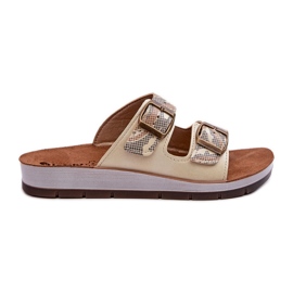 Tongs confortables pour femmes avec boucles Inblu CP000045 Or doré