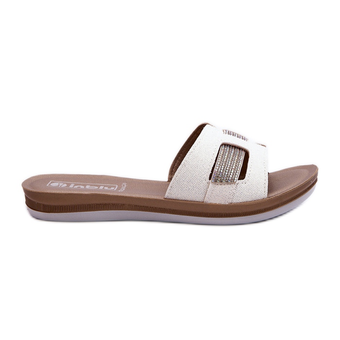 Tongs confortables et brillantes pour femmes Inblu BA000050 Blanc blanche