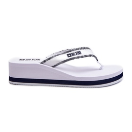 Tongs compensées pour femmes Big Star NN274A726 blanc blanche