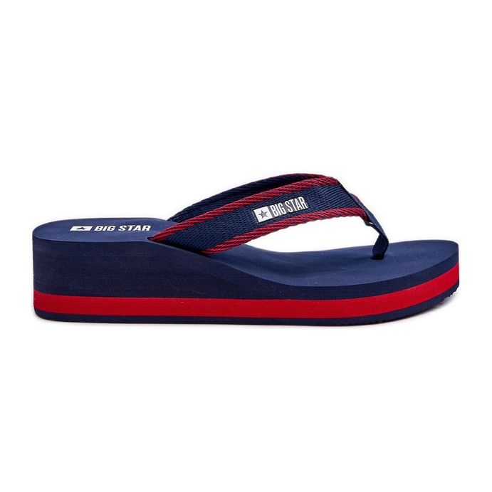 Tongs compensées pour femmes Big Star NN274A725 Bleu marine Tongs compensées pour femmes Big Star NN274A725 Bleu marine