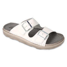Dr.ORTO Befado chaussons pour hommes, fond en cuir, 179M001, blanc