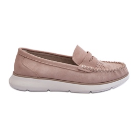 Sergio Leone SP012 Mocassins en daim beige sur la plateforme