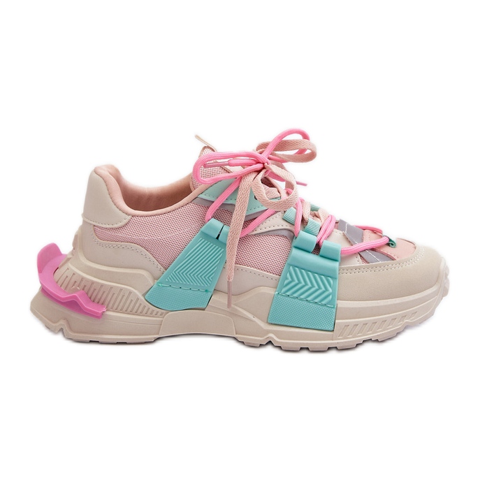 Chaussures de sport à lacets à la mode pour femmes, rose-menthe Chillout! beige