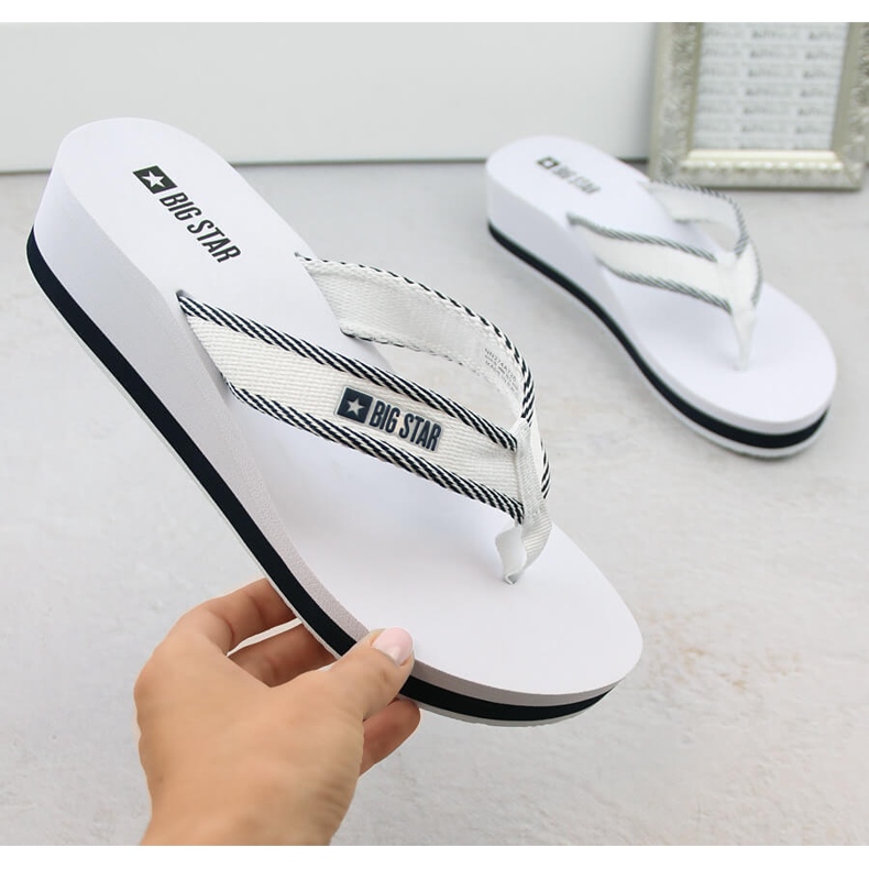Tongs compensées femme blanches Big Star NN274A726