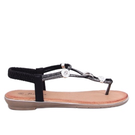 Sandales ornées de zircons Loties Noirs