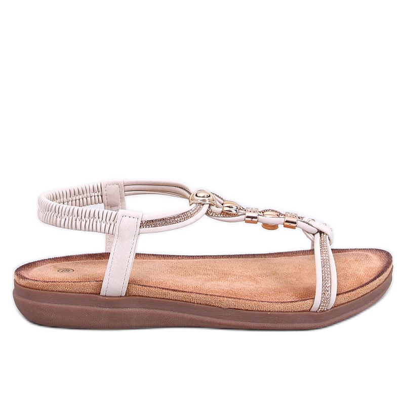 Sandales ornées de zircons Isabey Beige