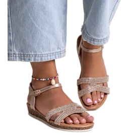 Sandales compensées basses Saila champagne doré