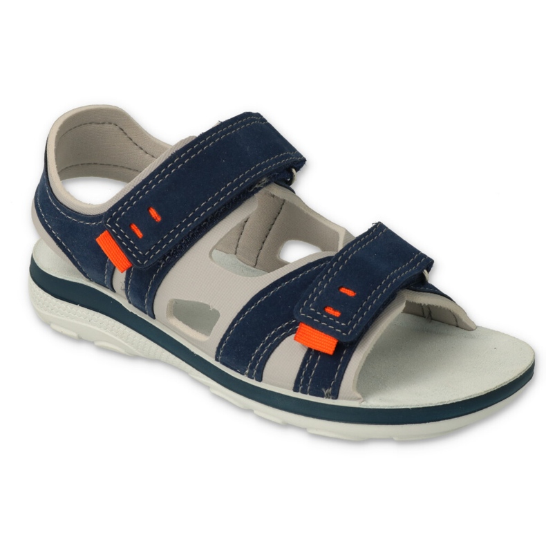 Sandales enfant Befado avec velcro, empiècement en cuir 066X103, bleu marine