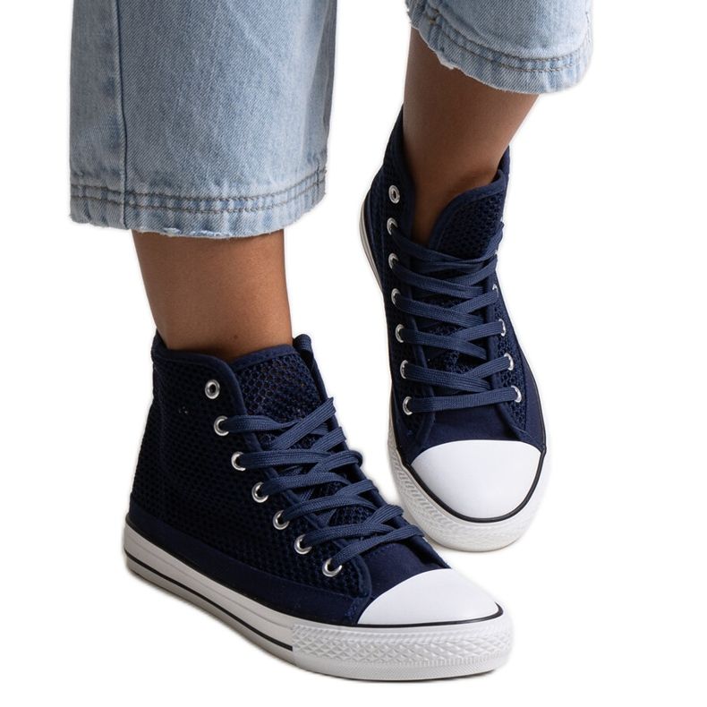 Bez marki Baskets montantes ajourées bleu marine par Madala