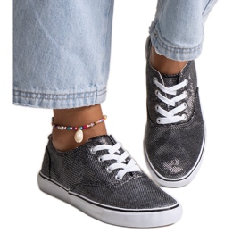Baskets Carroline noires brillantes le noir