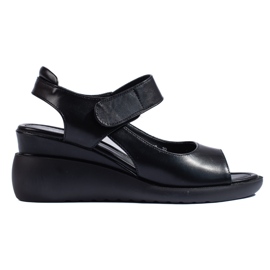 Sandales compensées noires confortables de Sergio Leone le noir