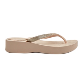 Tongs pour femmes avec bride pailletée 83386 Ipanema Mesh Chic Plat Fem Beige