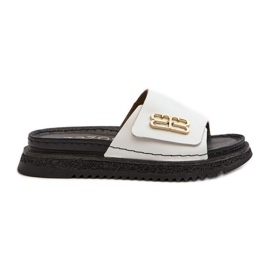 Zazoo 50101 Tongs en cuir sur plateforme pour femme, blanc