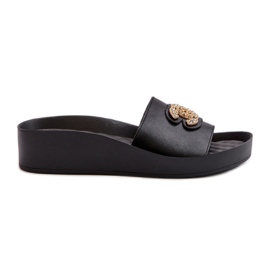 Tongs pour femmes élégantes et légères avec décoration, cuir naturel S.Barski KV27-013, noir