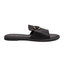 Tongs brillantes pour femmes élégantes avec décoration S.Barski KV27-050 Noir