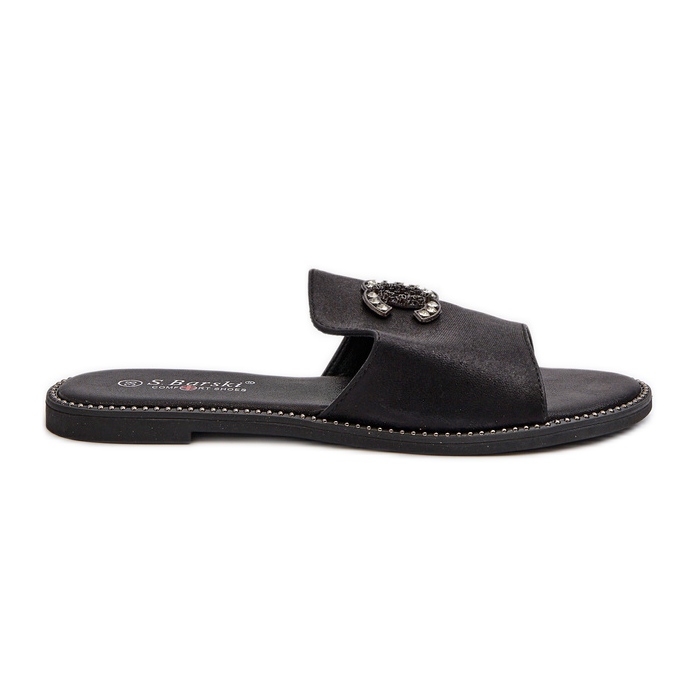 Tongs brillantes pour femmes élégantes avec décoration S.Barski KV27-050 Noir le noir